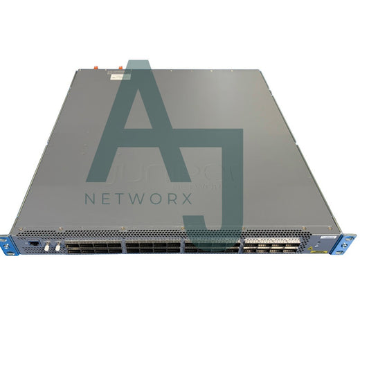Juniper QFX5200, 32 QSFP+/QSFP28 ports, redundant fans, 2 AC power supplies, front-to-back airflow